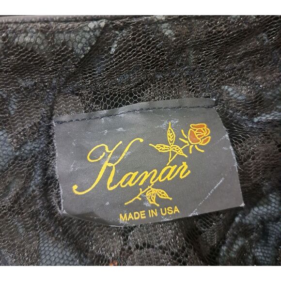 Vintage Kanar Womens xlarge black leather and lace Patchwork Sheer Jacket - Picture 7 of 9
